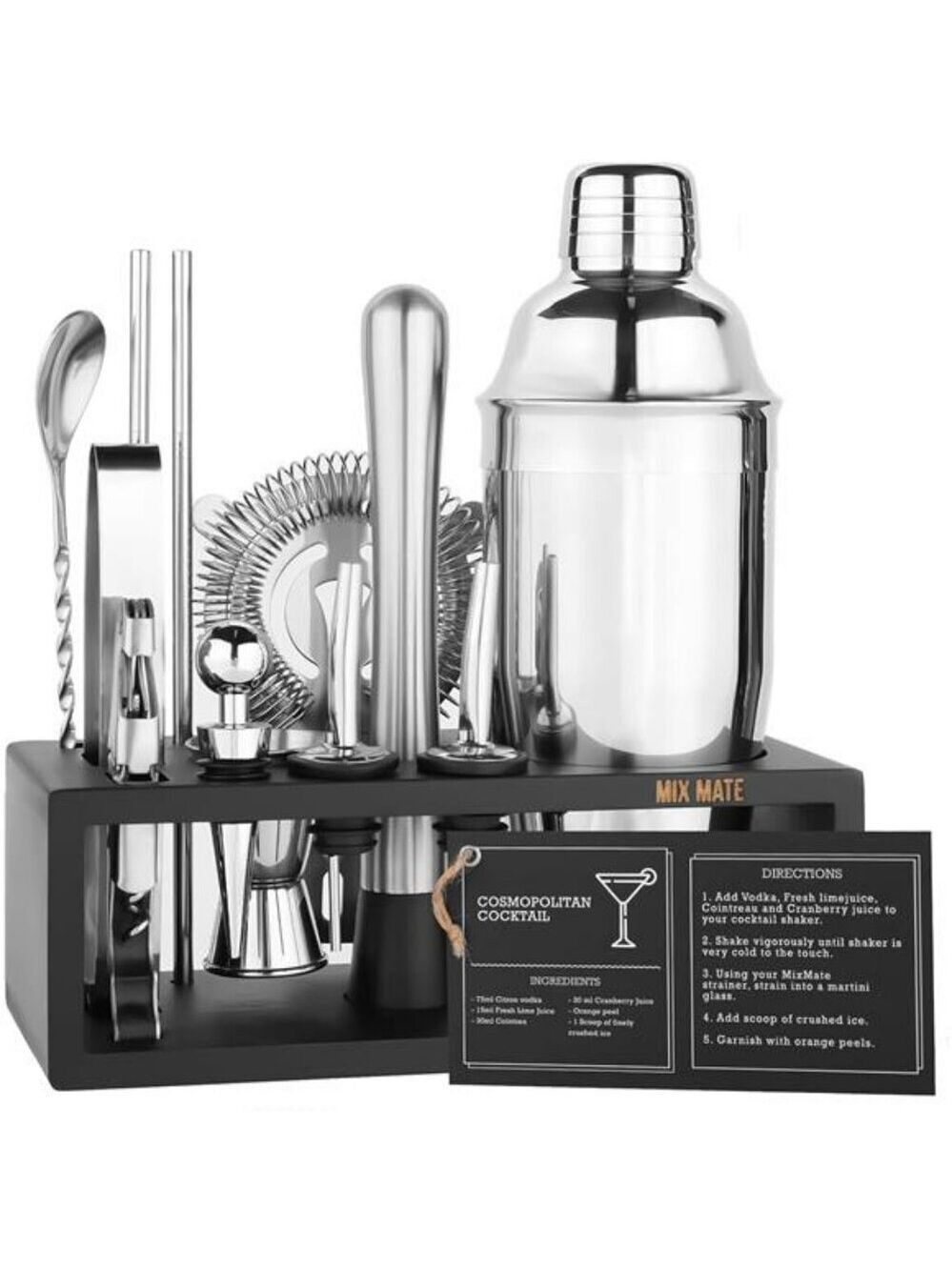 15 piece cocktail shaker set with stand home bar tools mixology gift idea